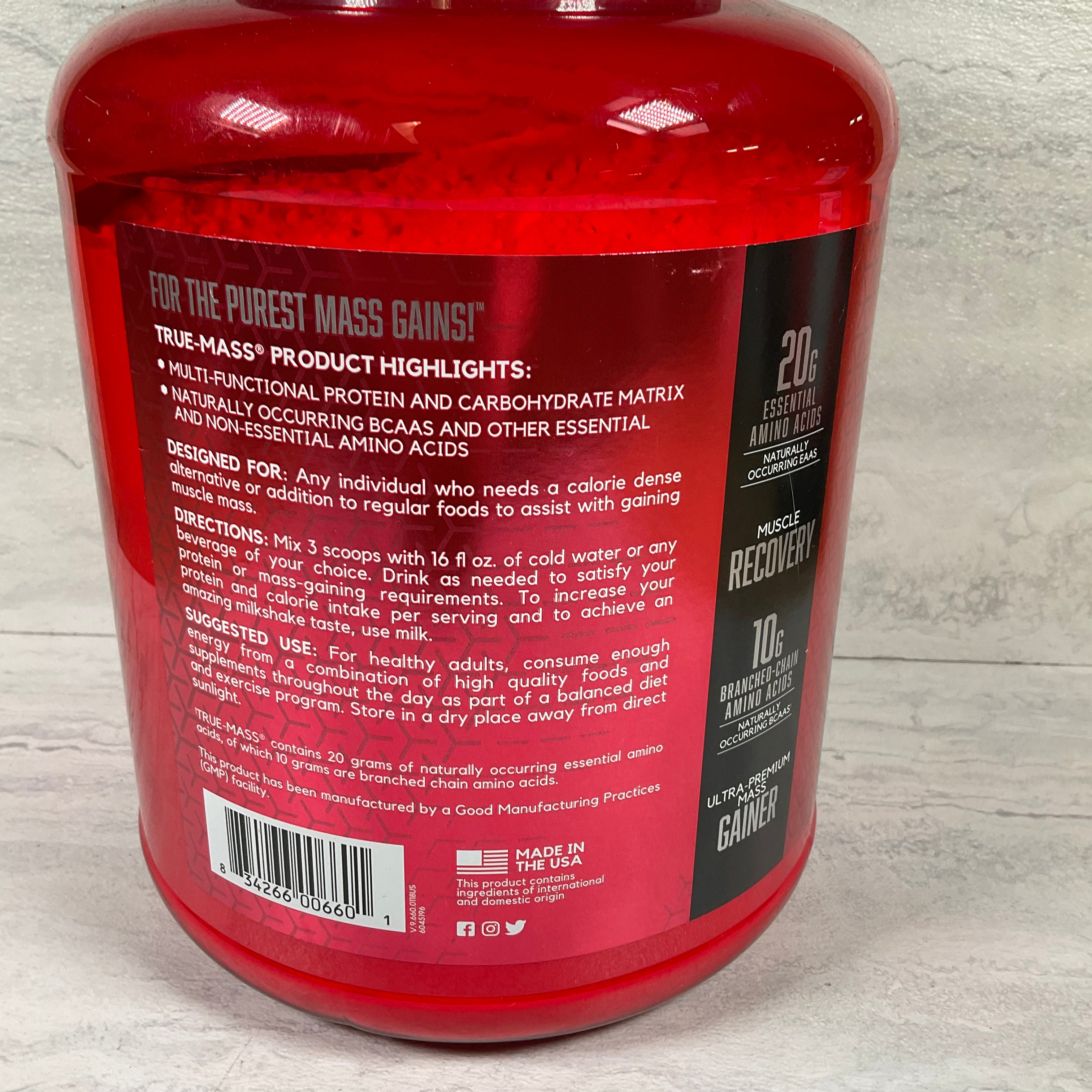 TRUE-MASS Weight Gainer, Muscle Mass Protein Powder, Vanilla Ice Cream-EXP 2/23 (7199466356974)
